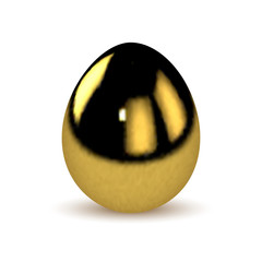 Golden egg isolated on white background.