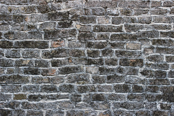 Old grey moldy bricks wall