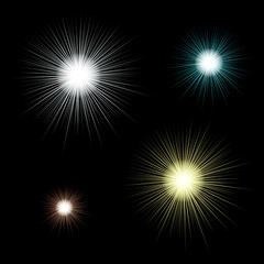 glowing light effect set. Vector illustration.
