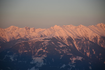 Alpenglühen, Sonnenuntergang, Nacht, Lienzer Dolomiten, Hochstein, Zettersfeld, Winter, Schnee