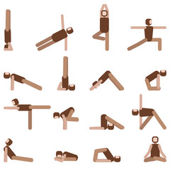Yoga pose icon set. Collection of asanas.Vector illustration.