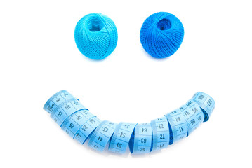 meter and spools of thread