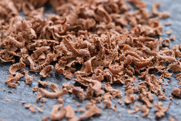 chocolate with nuts grated on a grater