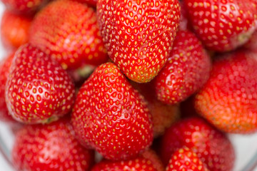 Strawberries arranged on the display
