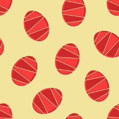 Red sliced easter eggs seamless pattern