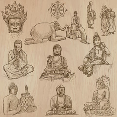 Fototapeta na wymiar Buddhism - Freehand sketching, vector pack