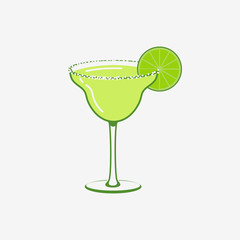 Summer Margarita Cocktail Vector logo Concept