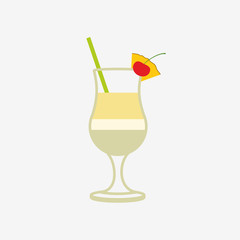pina colada cocktail vector icon