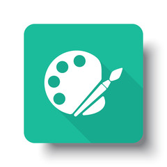 Flat white Palette web icon on green button with drop shadow
