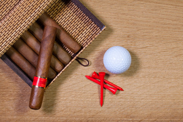 Cuban cigars on the wooden table