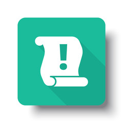 Flat white Important Information web icon on green button with d