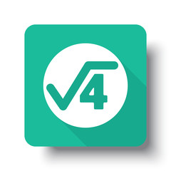 Flat white Square Root web icon on green button with drop shadow