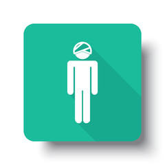 Flat white Head web icon on green button with drop shadow
