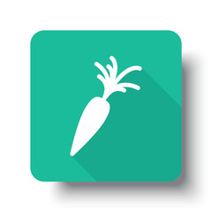 Flat white Carrot web icon on green button with drop shadow