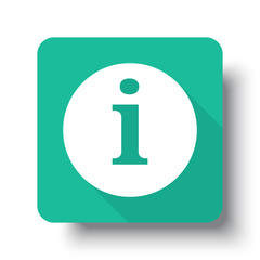 Flat white Information web icon on green button with drop shadow