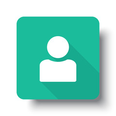 Flat white Profile web icon on green button with drop shadow