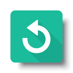 Flat white Undo web icon on green button with drop shadow