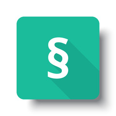 Flat white Paragraph web icon on green button with drop shadow