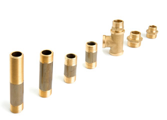 Metal water pipes on a white background