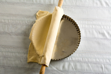 placing dough stretched over a mold © saquizeta