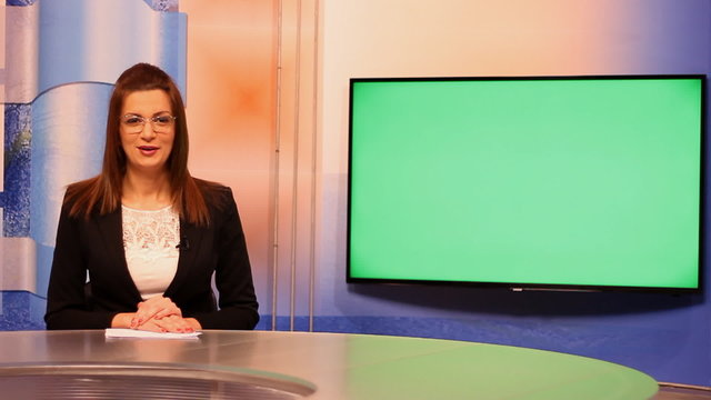 TV presenter , television announcer live broadcast