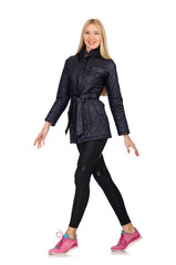 Fototapeta premium Pretty caucasian girl wearing sporty style isolated on white