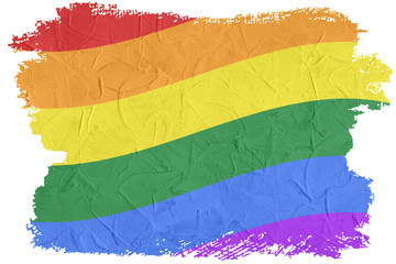 Obraz premium Gay and LGBT rainbow flag, Handmade. Textured, made with acrylic paint and canvas. 