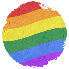 Gay and LGBT rainbow flag, Handmade. Textured, made with acrylic paint and canvas. 