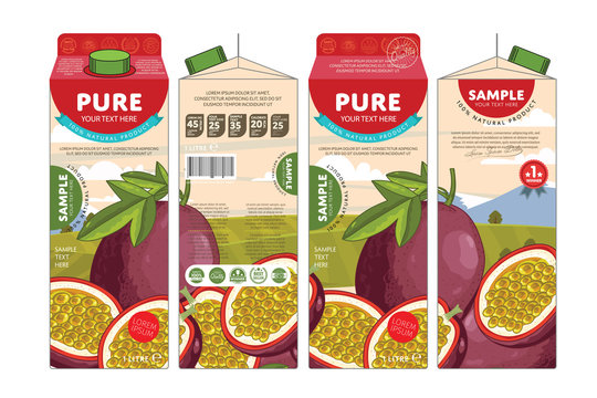 Passion Fruit Juice Carton Cardboard Box Pack Design