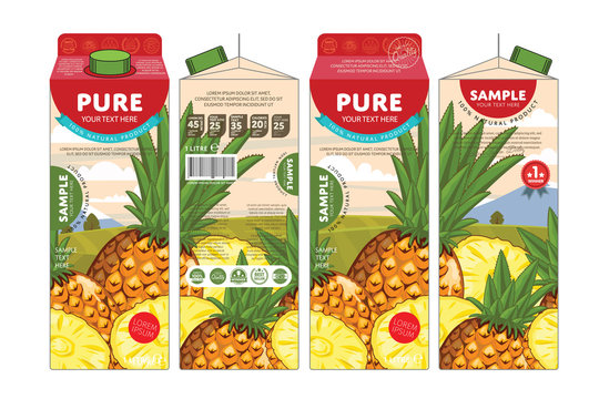 Pineapple Juice Carton Cardboard Box Pack Design