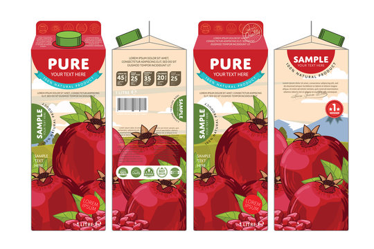 Pomegranate Juice Carton Cardboard Box Pack Design