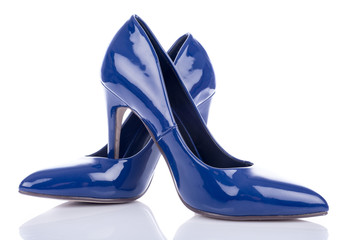 Blue high heels shoes