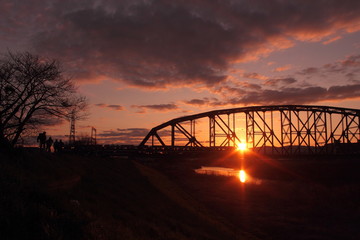 Naklejka premium 京都 観月橋の夕景