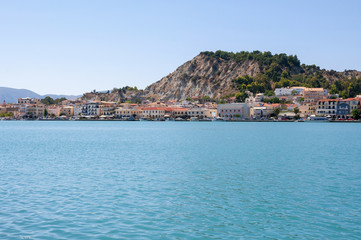 Fototapeta na wymiar View of town and port in Zakynthos city