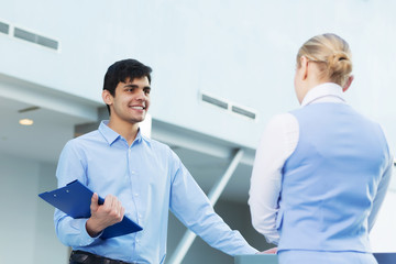 Fototapeta premium People indoors having talk