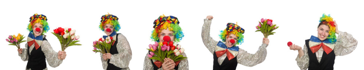 Female clown isolated on white