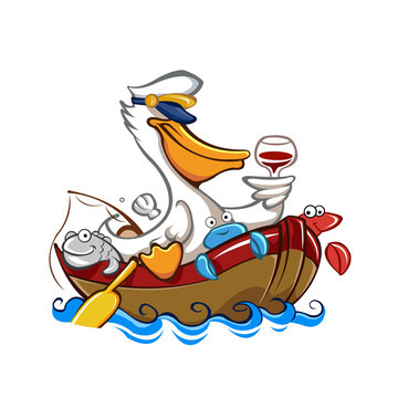 Cartoon  Boat Captain Pelican