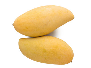 top view of mango on white background