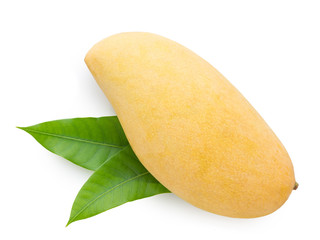 top view of mango on white background
