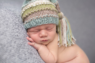 Newborn Baby Sleeping on Blanket