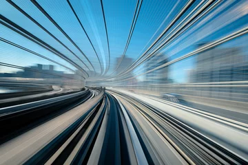 Foto auf Acrylglas A blurred motion on the railway in Tokyo, Shiodome district. © fazon