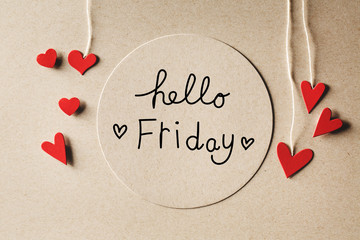 Hello Friday message with small hearts © Tierney