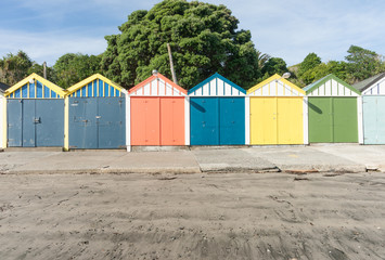 Obraz na płótnie Canvas Titahi Bay boat sheds Wellington, New Zealand