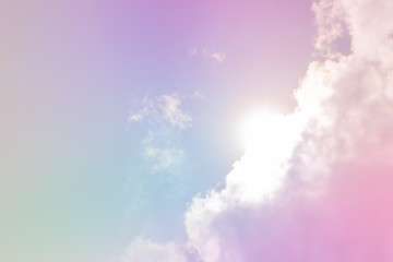 Dreamy filter : Blue sky with sun behind big cloud