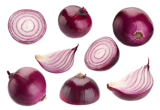 Purple onion collection on white