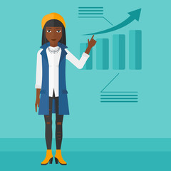 Woman presenting report.