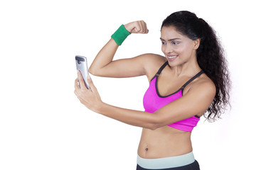 Female athlete taking selfie picture