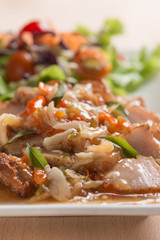 Deep fried pork Chinese Style belly with spicy sauce