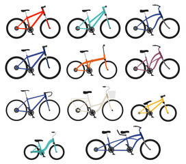Obraz premium Flat style bicycles of differnt types set