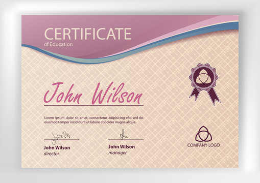 Certificate or Diploma of completion design template. Vector illustration of Certificate of Achievement, award, winner certificate.